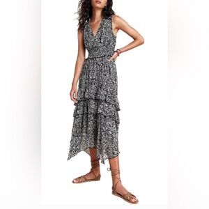 Anthropologie Black and White High Low Dress